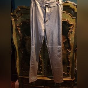 Swank-A-Posh Coming In Hot High Rise Metallic Silver Skinny Jeans Large(15/16)